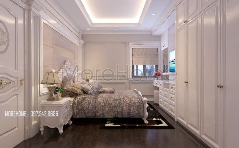 Thiết kế nội thất phòng ngủ bố mẹ cao cấp và ấn tượng đậm chất tân cổ điển Mẫu nội thất chung cư tân cổ điển