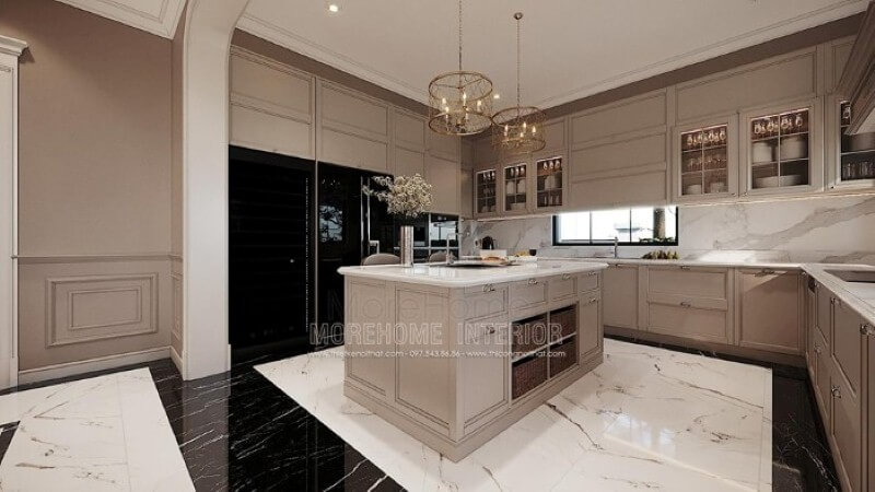 Đá lát nền, đá ốp phòng bếp đẹp, sang trọng cho phòng bếp nhà phố, biệt thự. Đá ốp bếp biệt thự