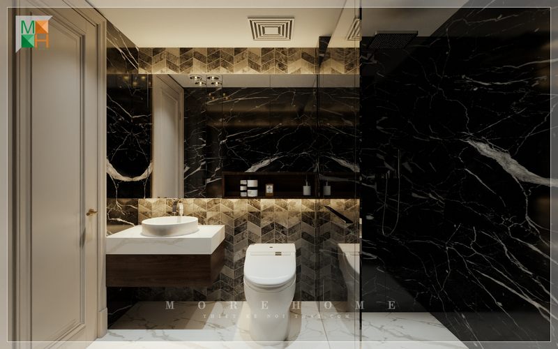 Kệ tủ lavabo treo tường có mặt đá trắng hiện đại và công nghiệp được sử dụng rộng rãi bởi tính tối ưu và sự thẩm mỹ mà nó mang lại cho không gian.