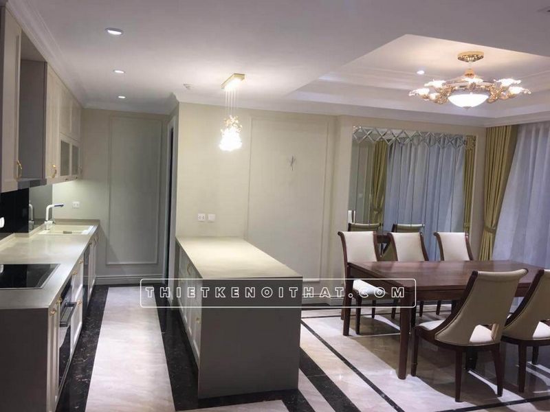 Việc gạch lát nền phòng ăn sẽ làm cho phòng ăn chung cư trở nên ấn tượng hơn.